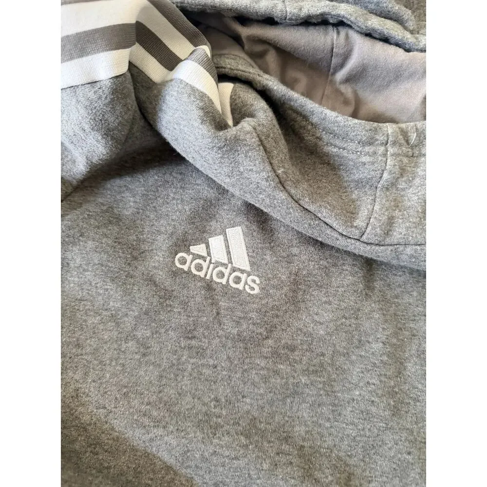 Adidas Youth Large Gray Soccer Training Hoodie with Crest